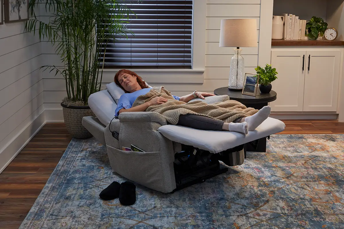 Woman relaxing in a recliner